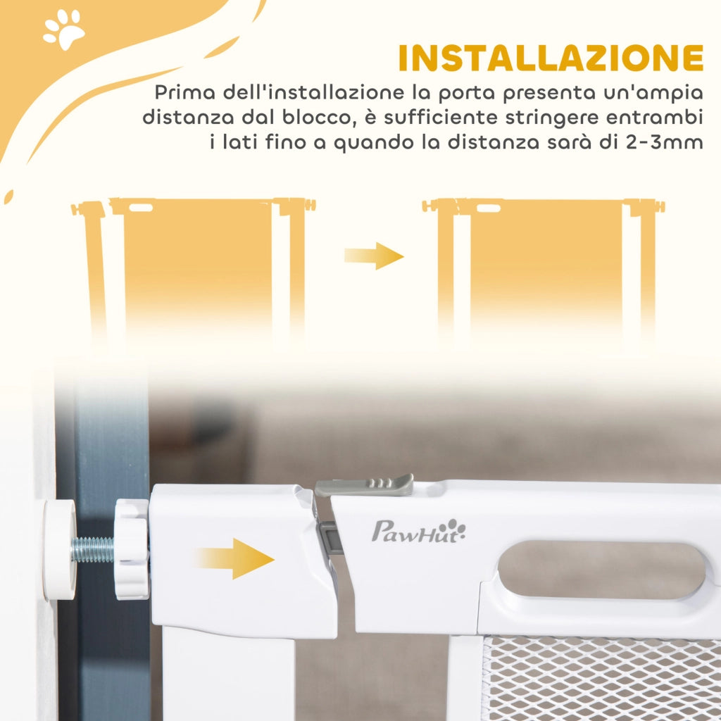 Cancelletto per Cani Regolabile ¨C Xylo ¨C Acciaio e ABS, 75-82x76 cm, Bianco