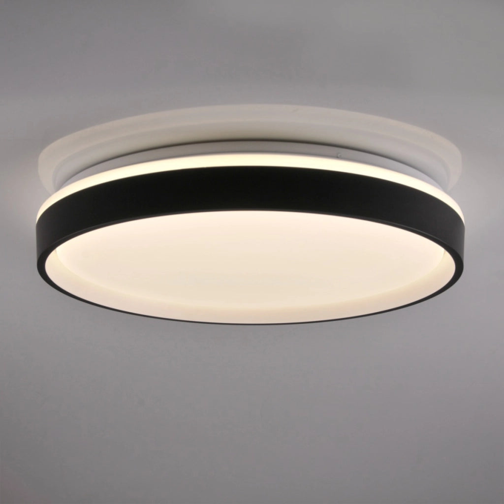 Plafoniera LED 48W tonda 38cm nera con telecomando IP44