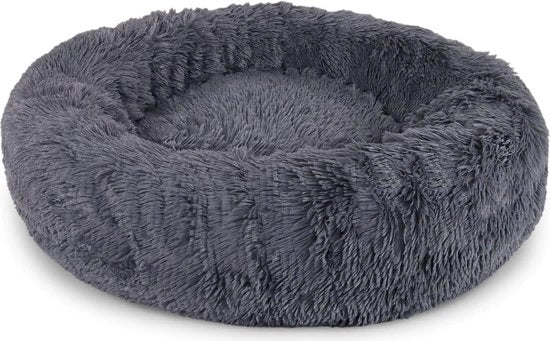 Donut per Cani e Gatti - Cuscino per Cani morbido e confortevole - (M) 50 cm Ø - Grigio Scuro
