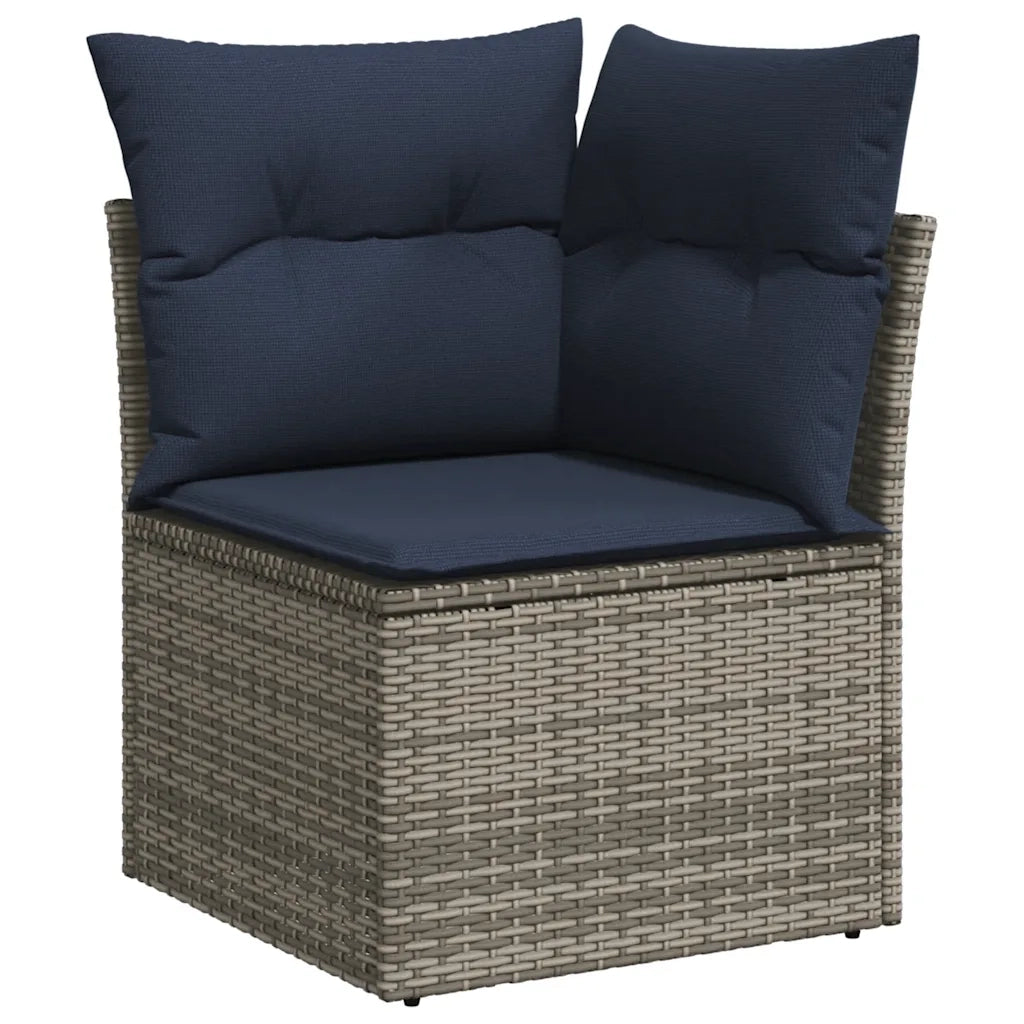 Set Divani da Giardino 7 pz con Cuscini Grigio in Polyrattan 3268681