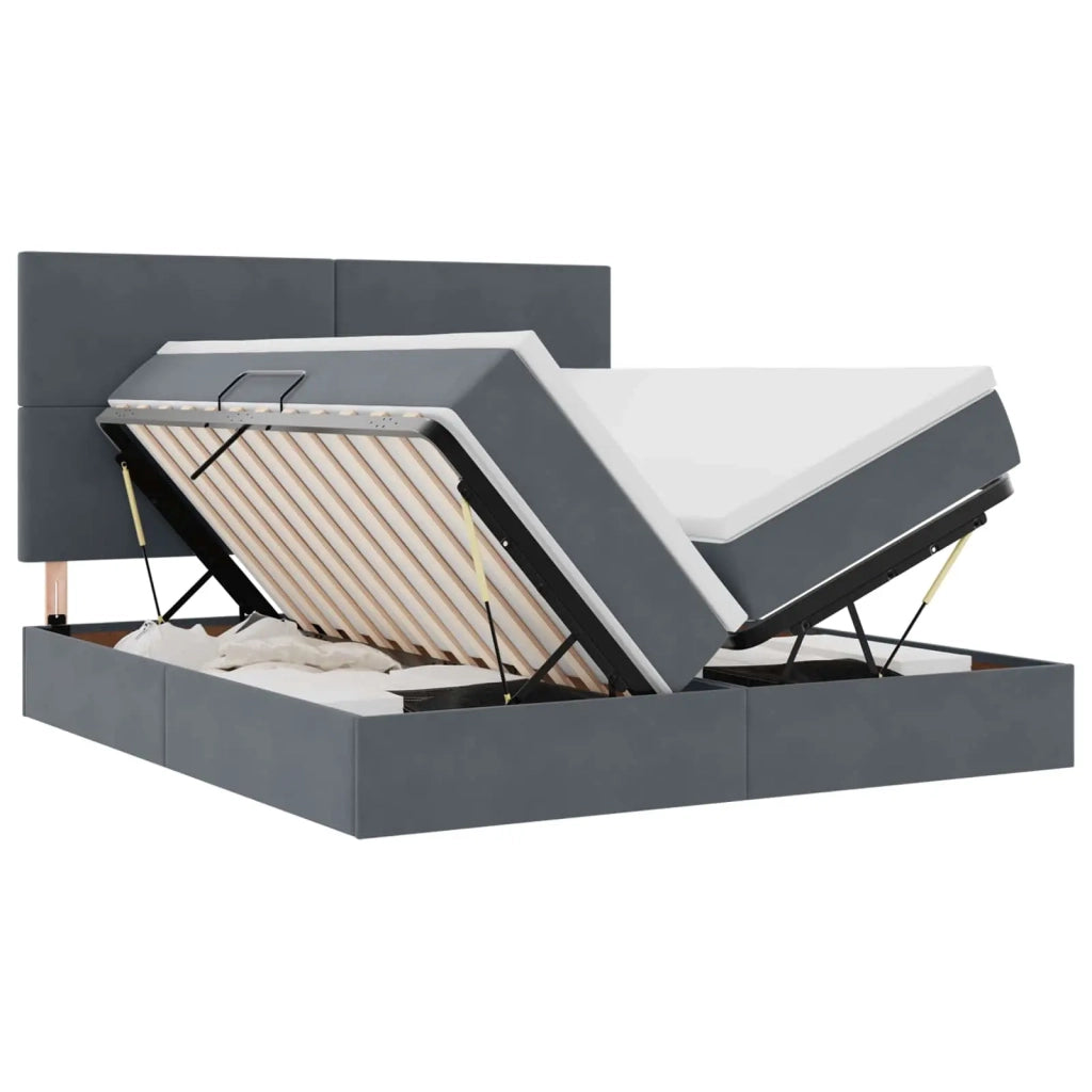 Letto con Contenitore Grigio scuro 200 x 200 cm Velluto