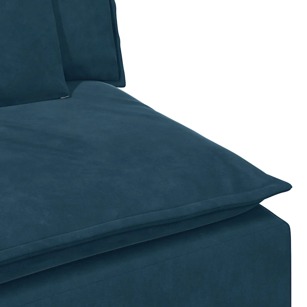 Divano Modulare con Poggiapiedi e Cuscini Blu 3321068