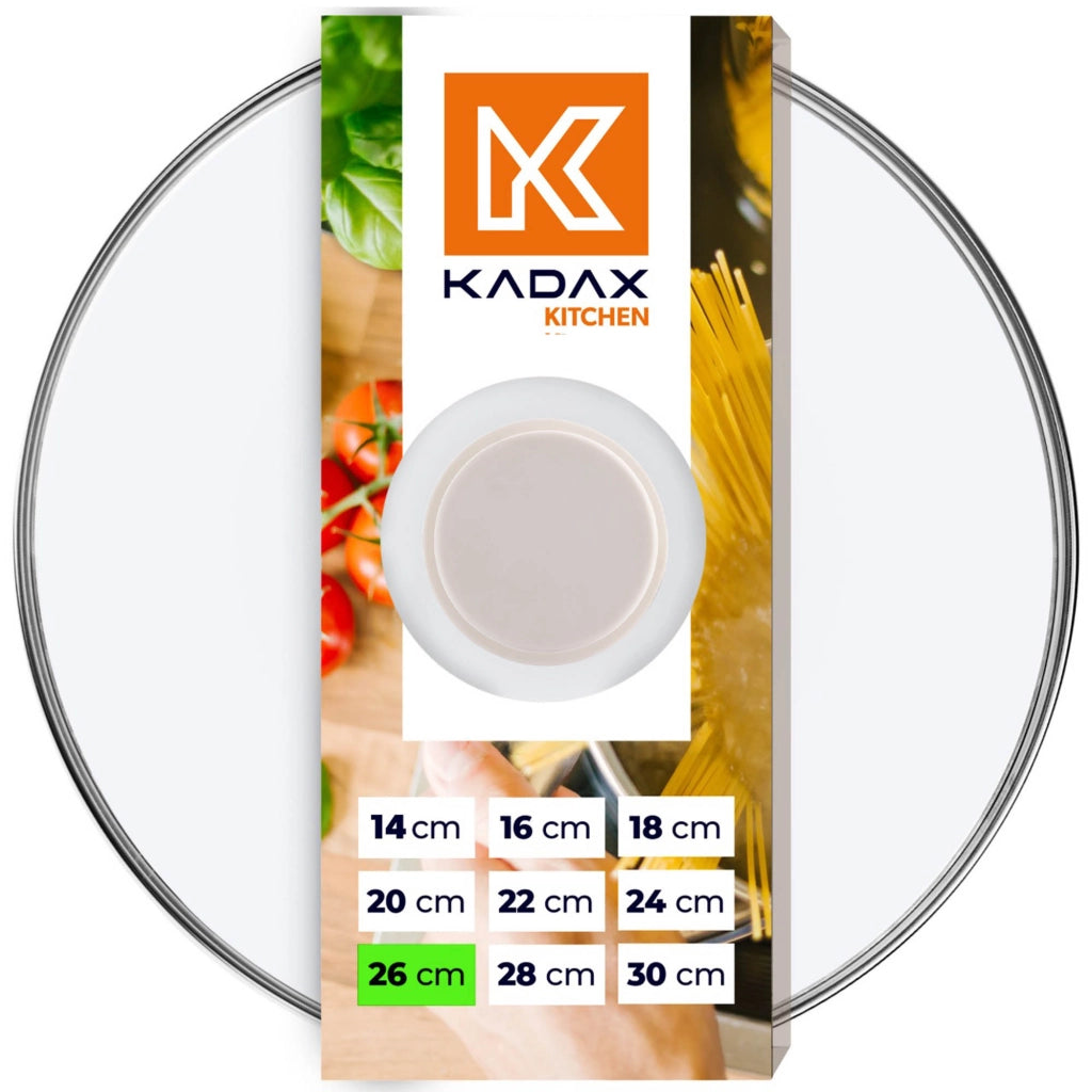 Coperchio in vetro KADAX da 26 cm, universale, resistente al calore, per pentole e padelle.