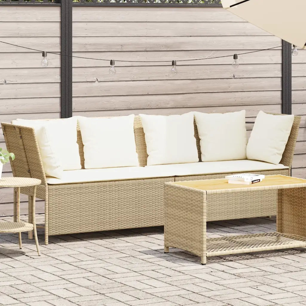 Divano da Giardino con Cuscini-Sofa da Giardino-Divano da esterno in Polyrattan Beige 445923