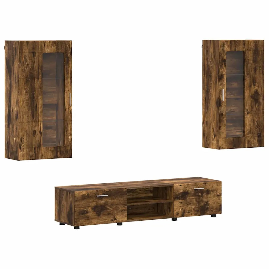 Set mobile TV con cassetto FLORIN Rovere fumé Legno multistrato
