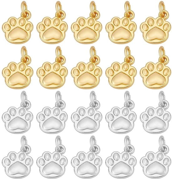 20 pezzi di campanello in rame con stampa di zampe di cane per accessori