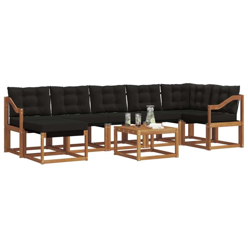 Set di divani da esterno con cuscino 8 pcs Naturale e Nero 3368915