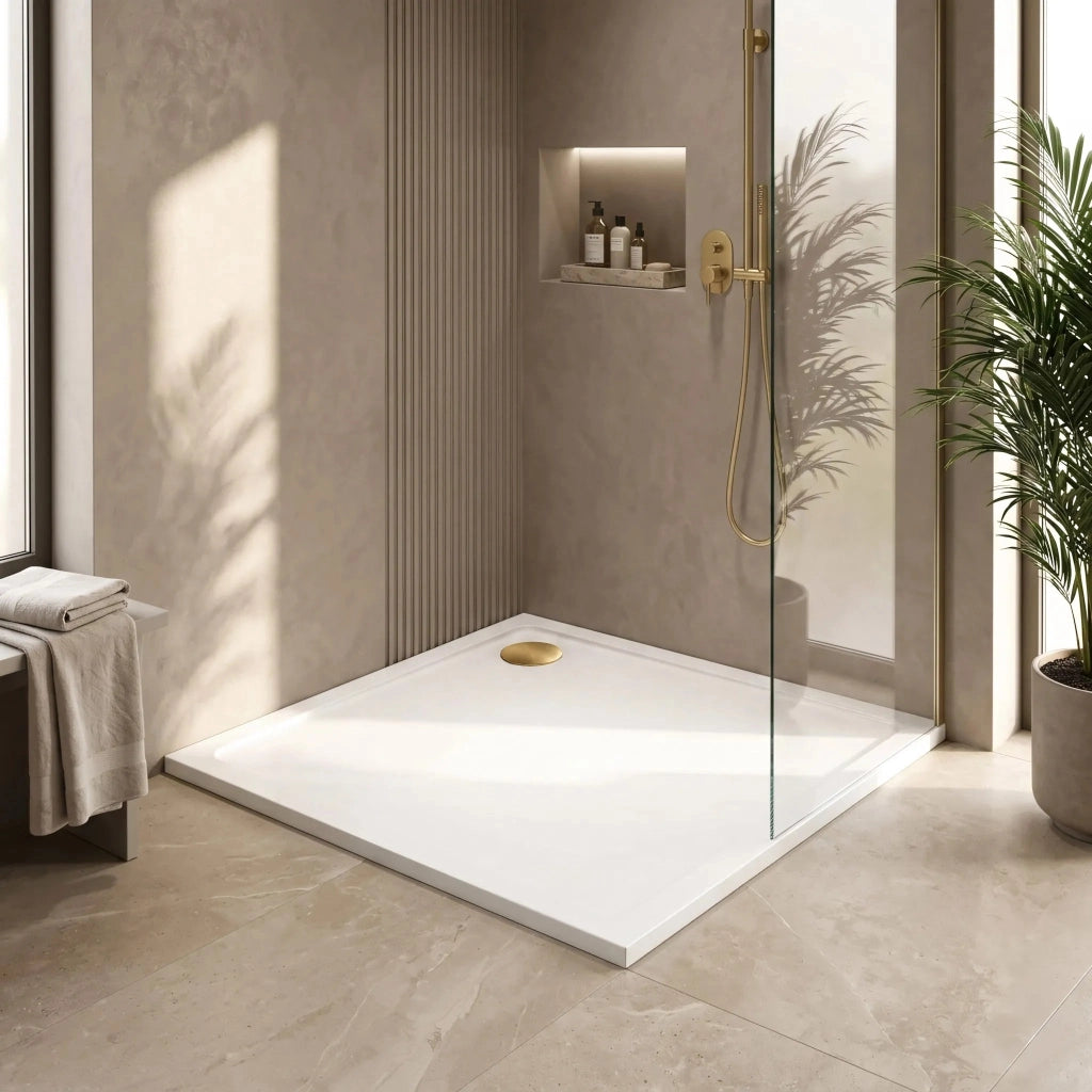 Piatto Doccia Acrilico Rea Savoy White 80x80 Copertura cromo