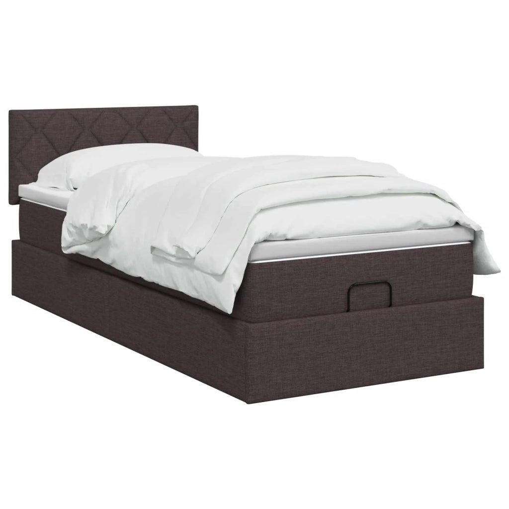 Letto Ottomano con Materasso e LED Marrone Scuro 100 x 200 cm 3456970