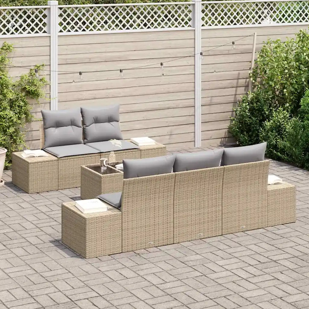 Set Divano da Giardino 6 pcs Beige e grigio polyrattan 3355609