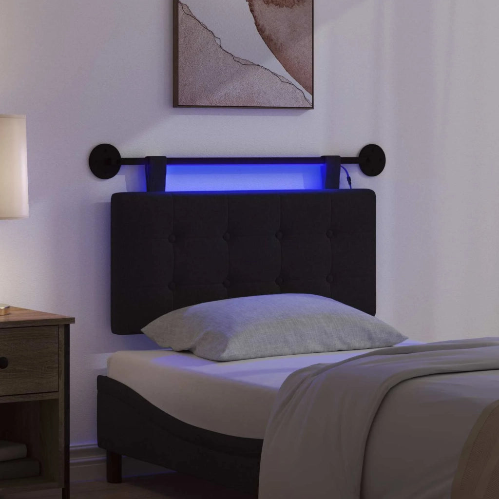 Testiera sospesa Con luce LED Nero Tessuto 3424347