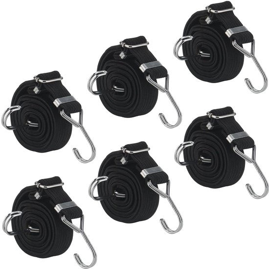 Set di 6 Spanne elastiche con ganci - 2m x 3cm