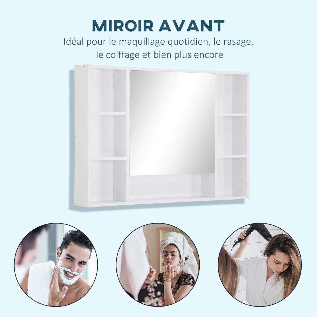 Mobiletto da bagno con specchio e ripiani ¨C Minimal ¨C bianco 100x70x15