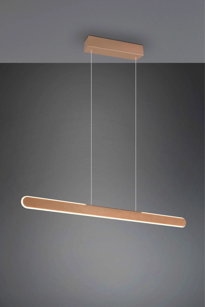 Lampada a sospensione LED a bi-emissione, metallo, caffè, L 100 cm, Helios