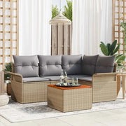 Set Divano da Giardino con cuscino 5 pcs Beige polyrattan 3347322
