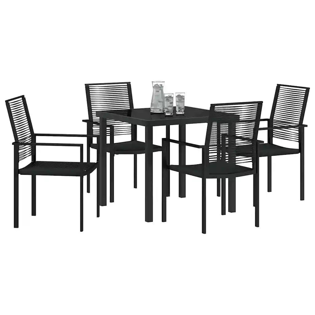 Set da Pranzo per Giardino 5 pcs Nero