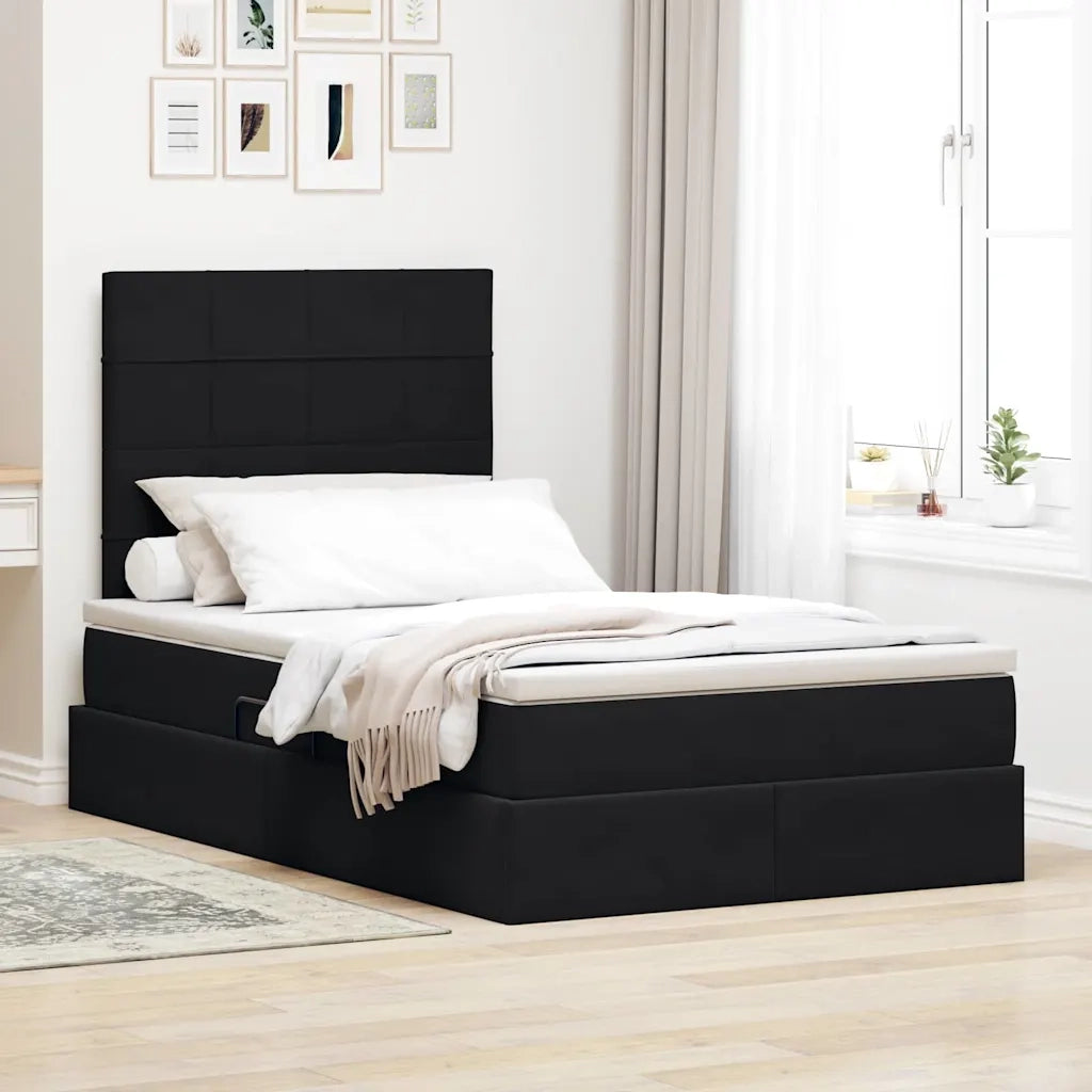 Letto con contenitore e materasso Nero 120 x 200 cm Velluto 3372023