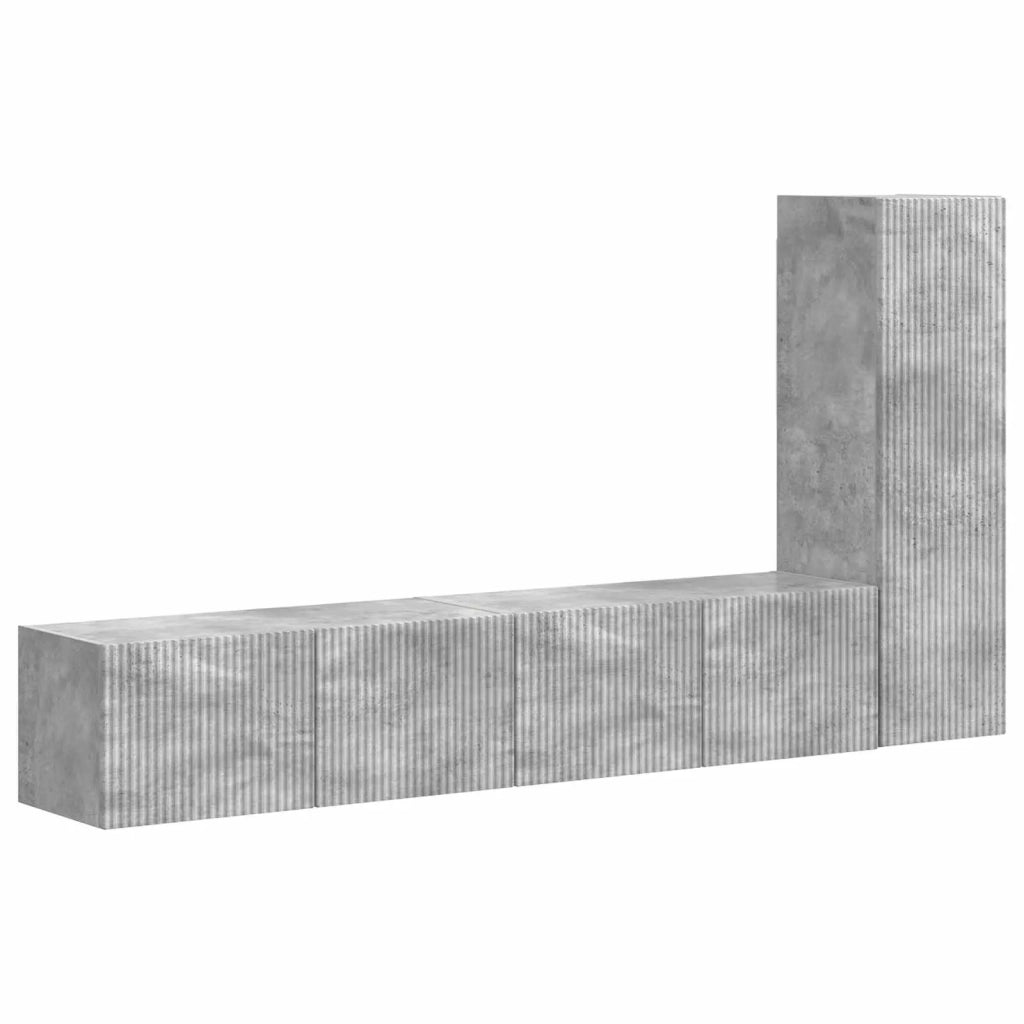 Set mobile TV 3 pcs Grigio cemento Legno multistrato