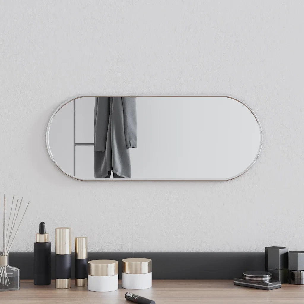 Specchio da Parete | Specchio decorativo Argento 50x20 cm Ovale