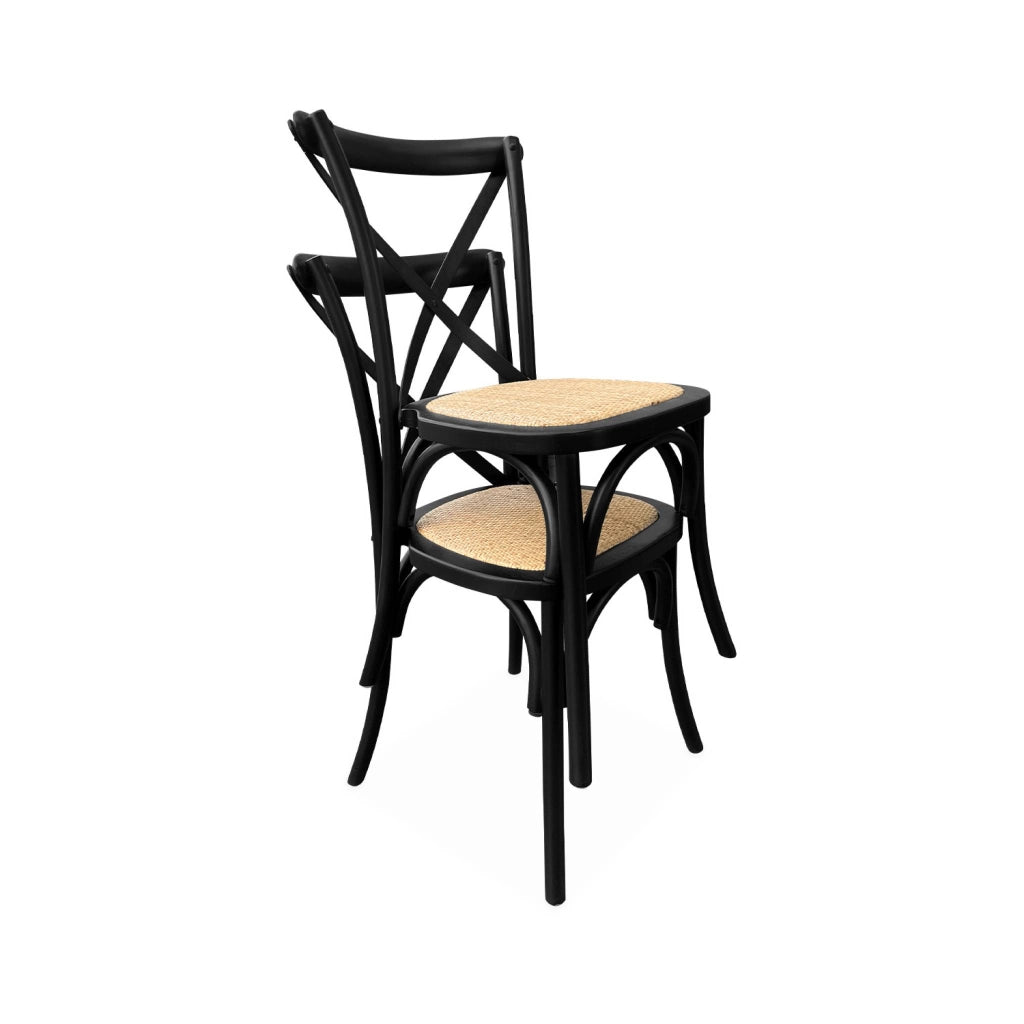 Set 4 sedie da bistrot vintage in legno, nero