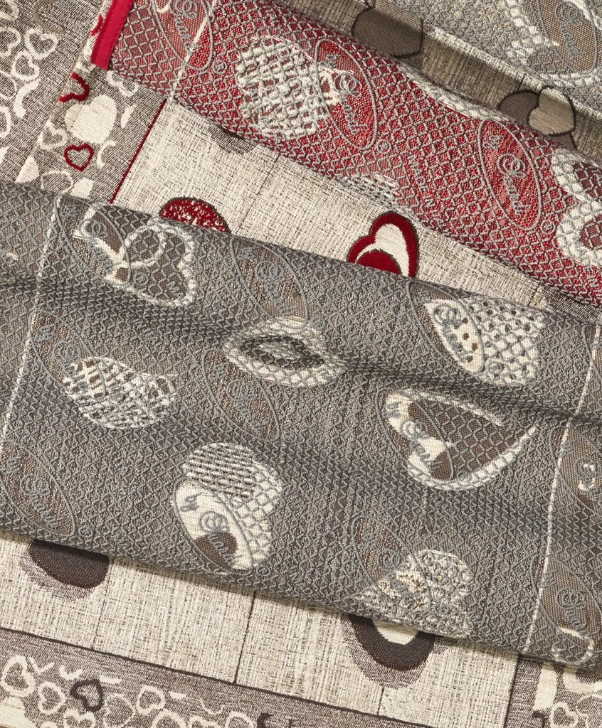 Tappeto LOVELY marrone fango cm.55x115 moderno cuori, passatoia cucina multiuso lavabile antiscivolo