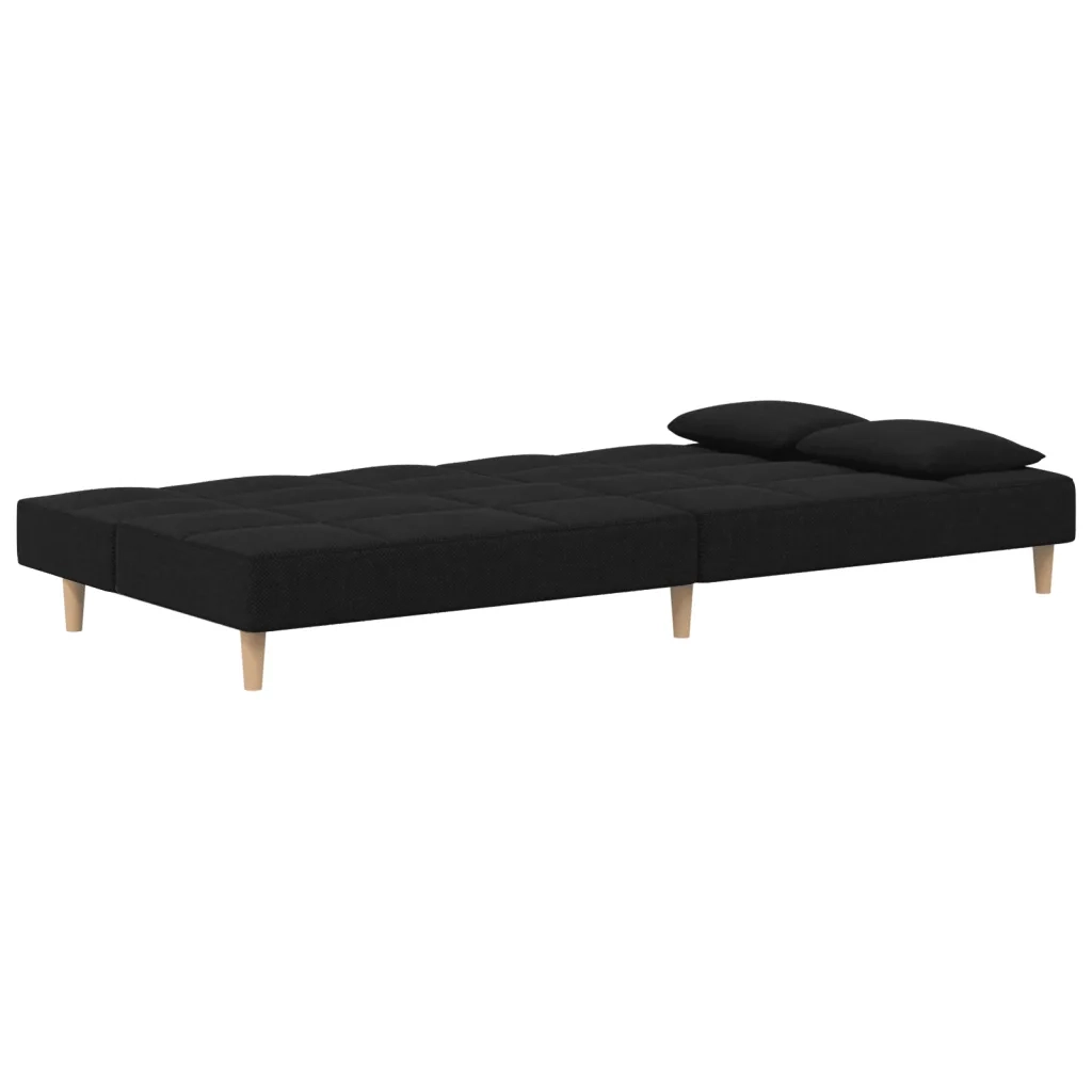 Divano Letto a 2 Posti con 2 Cuscini-Sofa Letto 2 Posti-Daybed Nero in Tessuto 194397