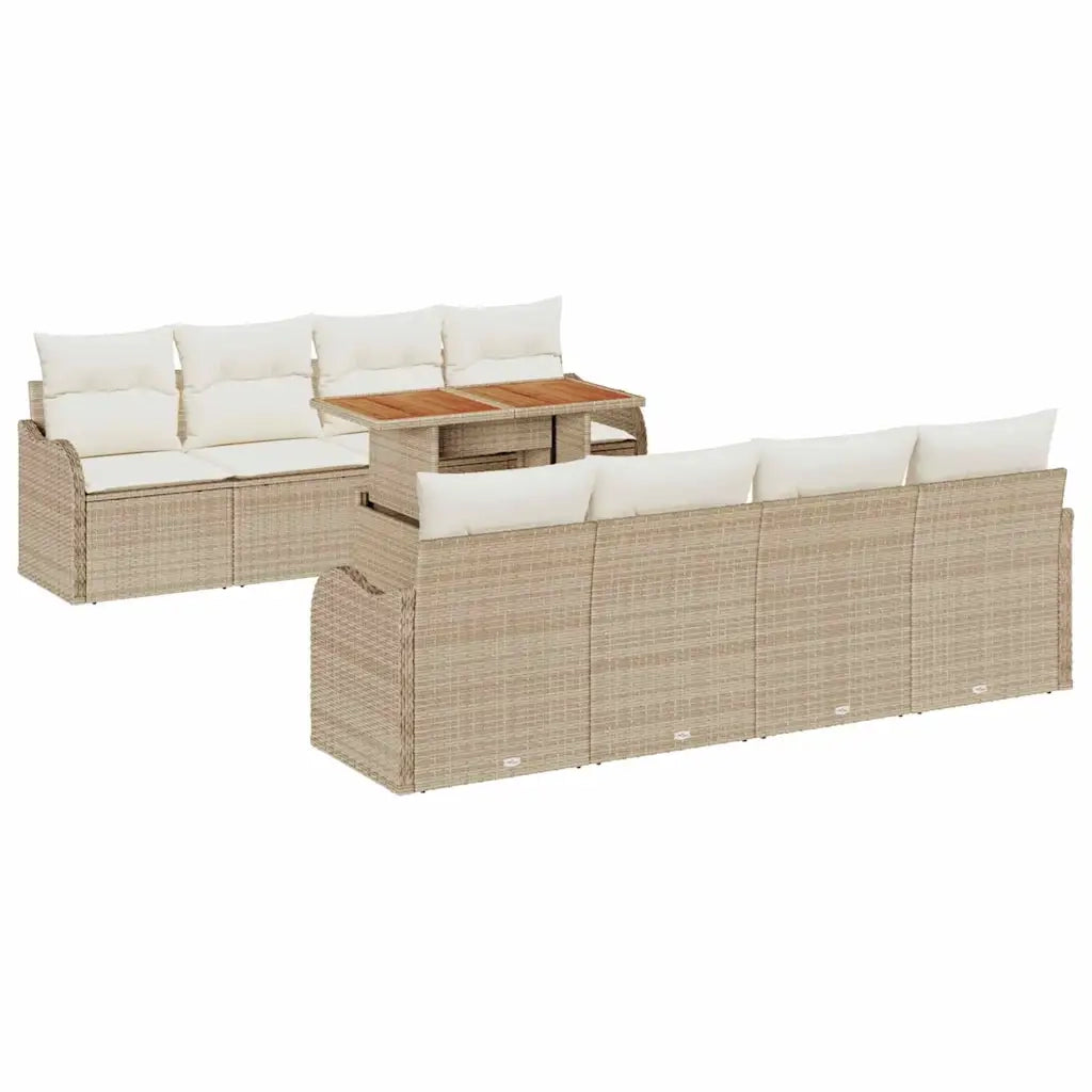 Set Divano da Giardino 9 pcs Beige Poly Rattan 3358171