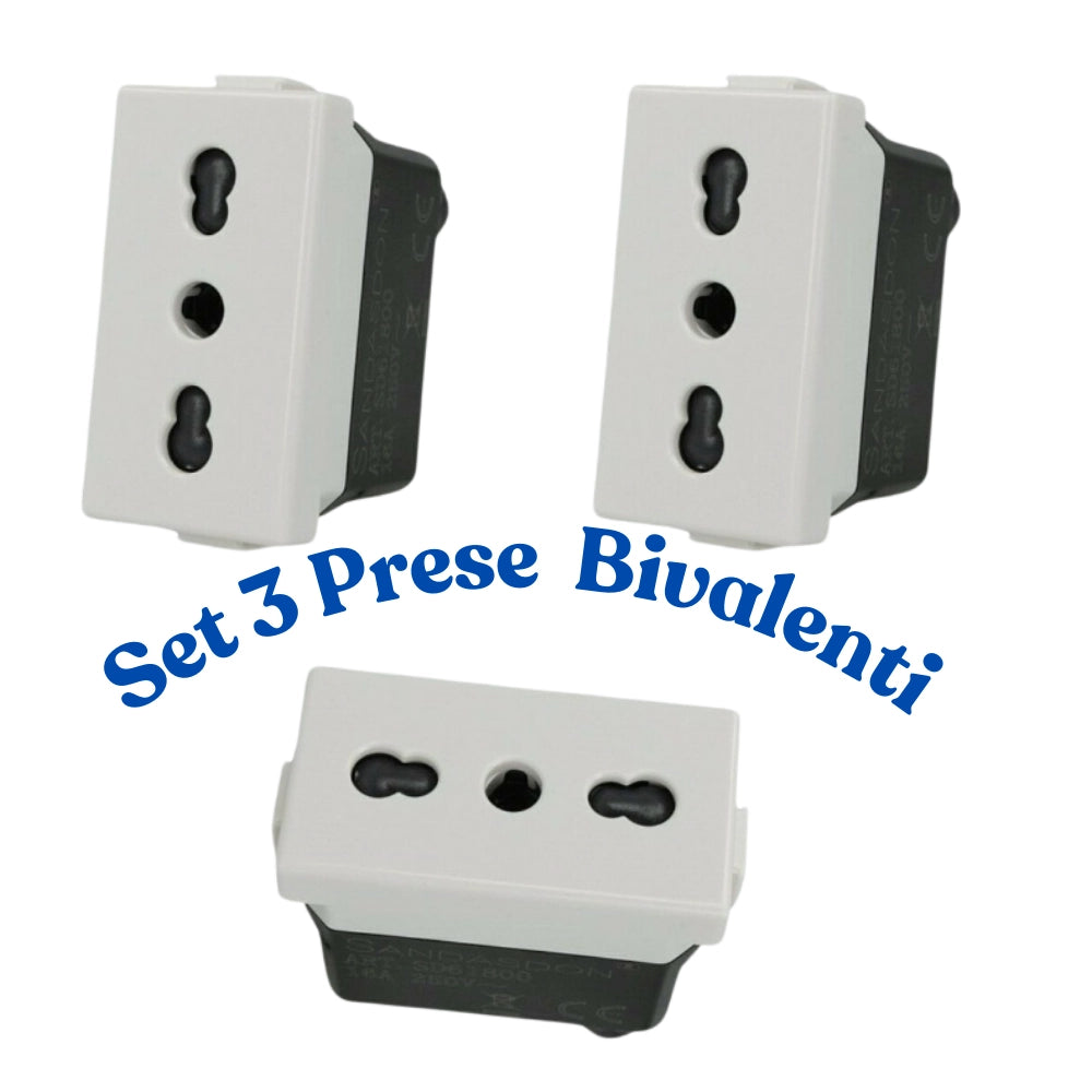 Biesse kit presa bipasso 2p+t 10/16a 250v compatibile bticino matrix am5180 *** numero pezzi 3, confezione 1