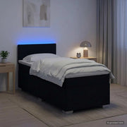 Letto con Box Spring, Materasso e LED Nero 90 x 200 cm Tessuto 3451856