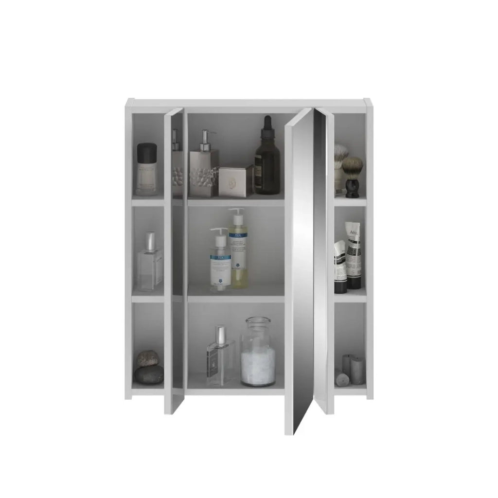 Mobiletto con Specchi + LED - Bianco Lucido - KLEANKIN