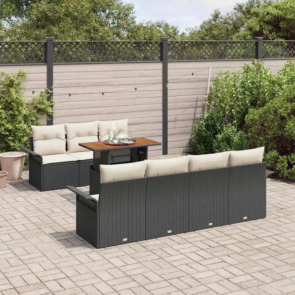 Set Divano da Giardino con cuscino 8 pcs Nero e crema 3349291