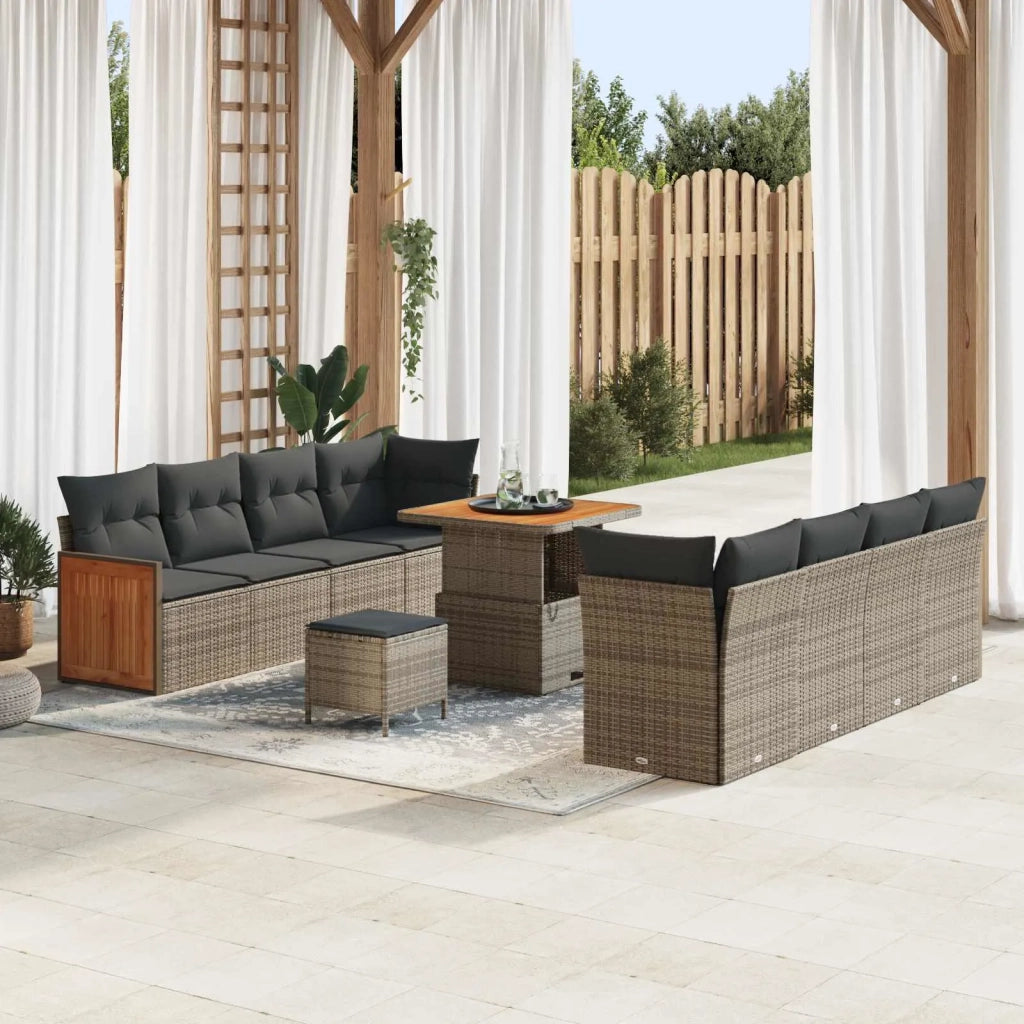 Set Divano da Giardino con cuscino 11 pcs Grigio 3363148