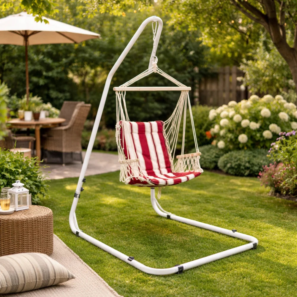 Amaca a poltrona con supporto Sunset a righe Rosso H.200/243cm