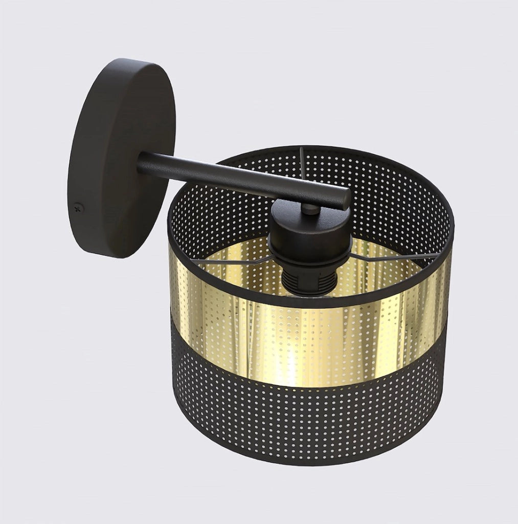 Applique da parete LUX nera oro perforata 1xE27 Emibig