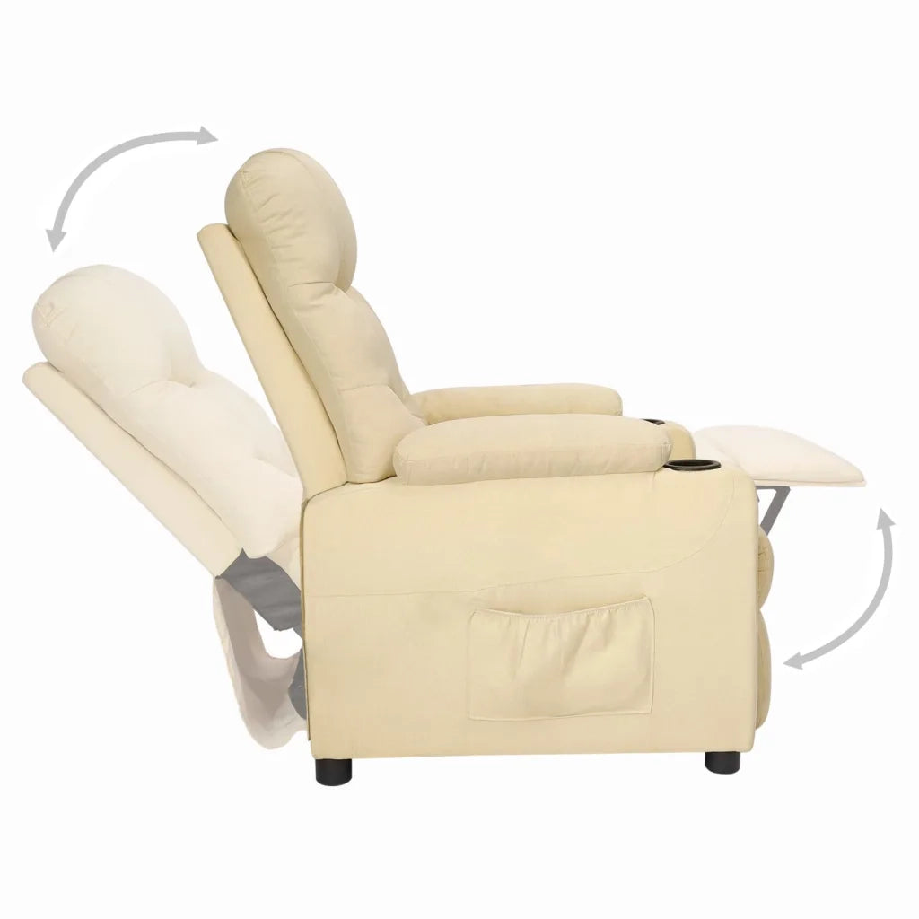 Poltrona | Sedia Relax Reclinabile in Tessuto Crema