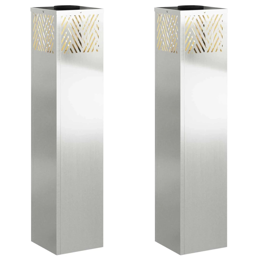 Faro LED solare per sentieri 2 pcs Argento Zincato 879735