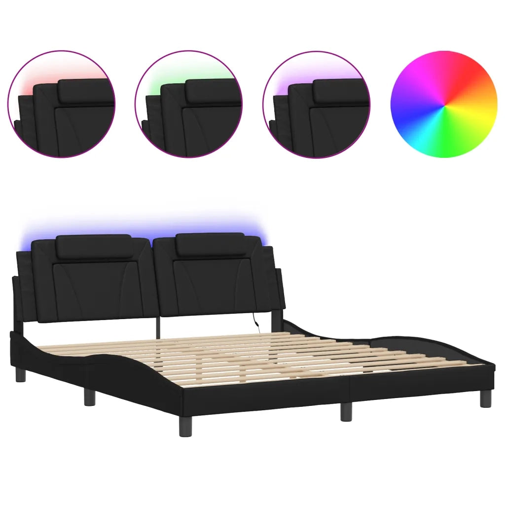 Giroletto Viana con LED senza Materasso Nero 180x200 cm 3214036