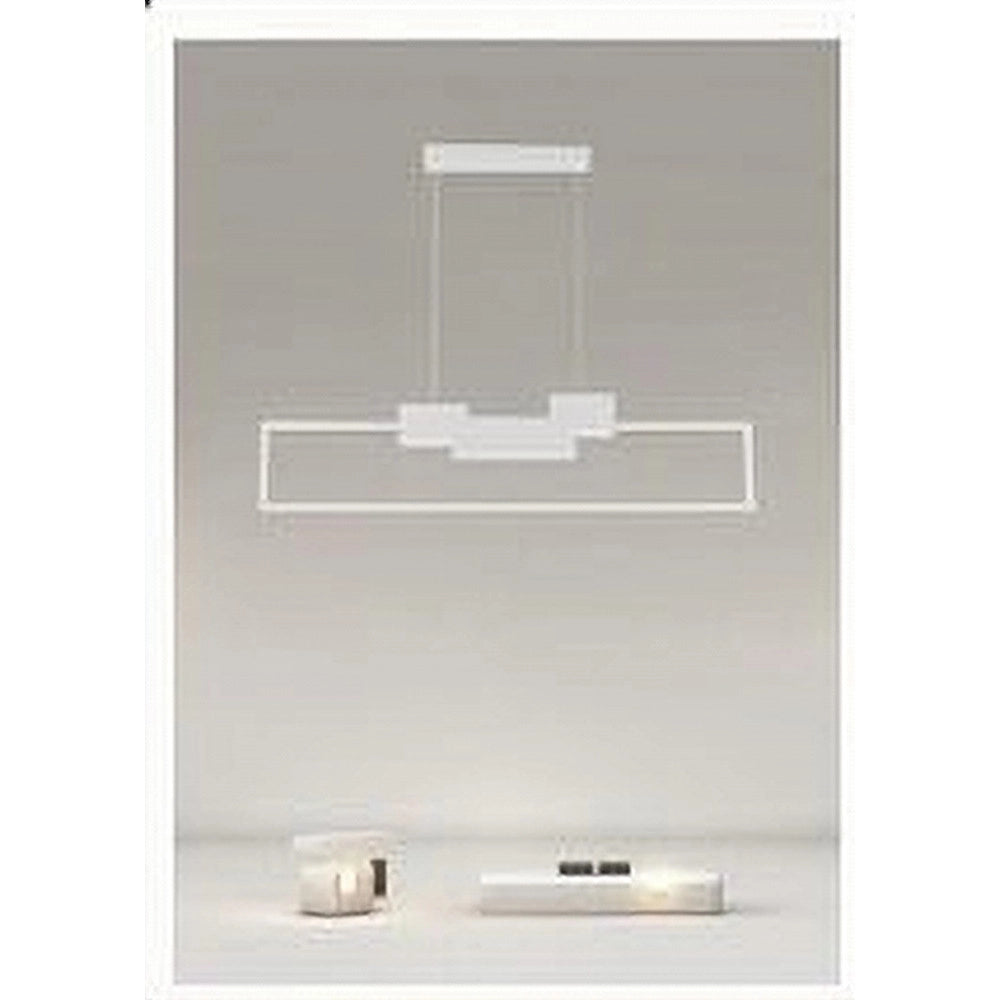Trade Shop - Lampadario A Sospensione Led 42w Rettangolare Design Moderno Bianco Luce Fredda 71578 -