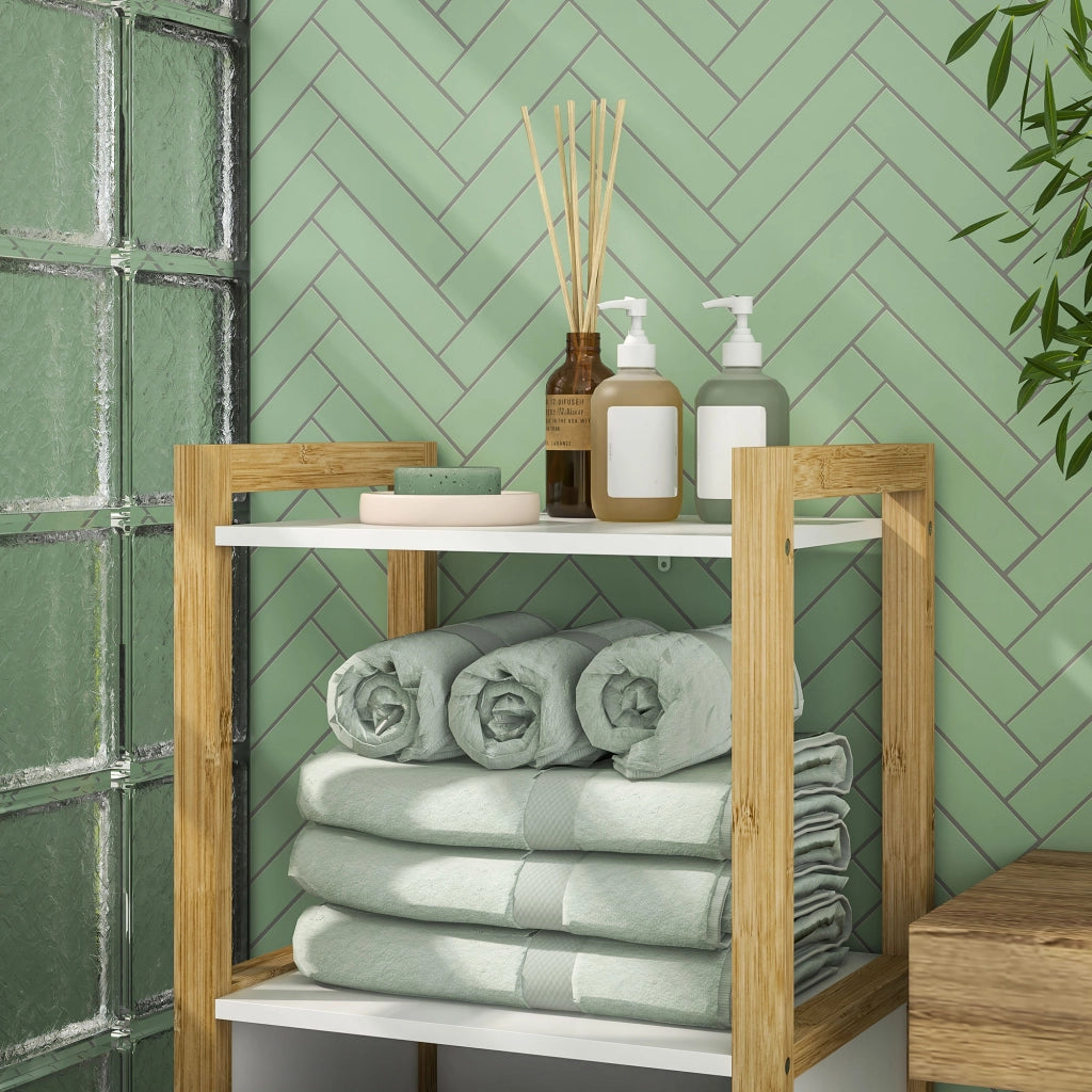 Cestino per bucato in bamb¨´ con ripiani ¨C Minimal ¨C 40x30x86.5 cm