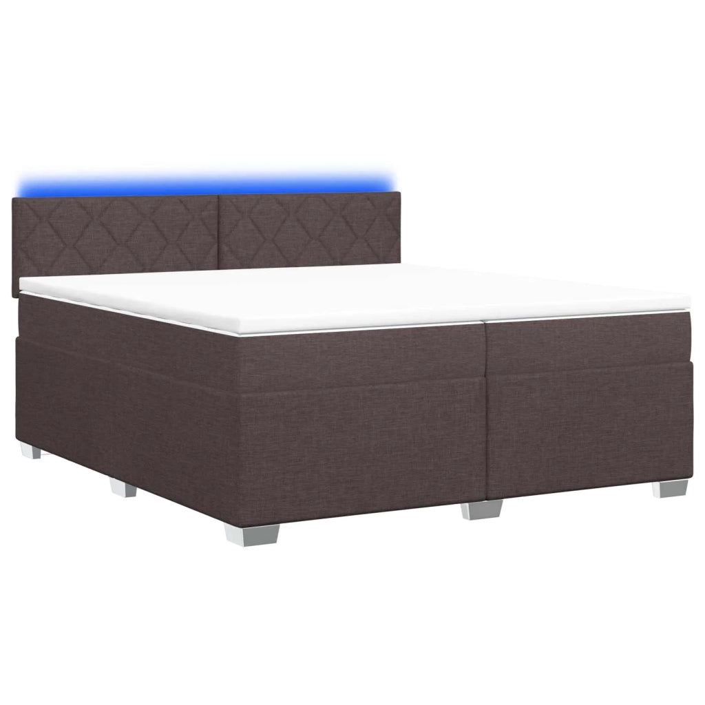 Letto con Box Spring, Materasso e LED Marrone Scuro Tessuto 3452032