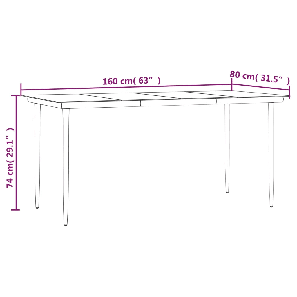 Set da Pranzo da Giardino 5 pz Nero con Cuscini in Polyrattan 3185122
