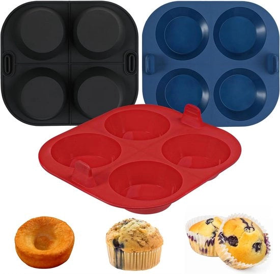Airfryer a forma di muffin in silicone per 3 muffins, torte e pudding