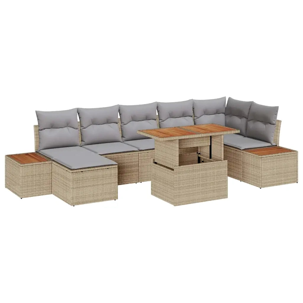 Set Divano da Giardino 8 pcs Beige Poly Rattan 3358829