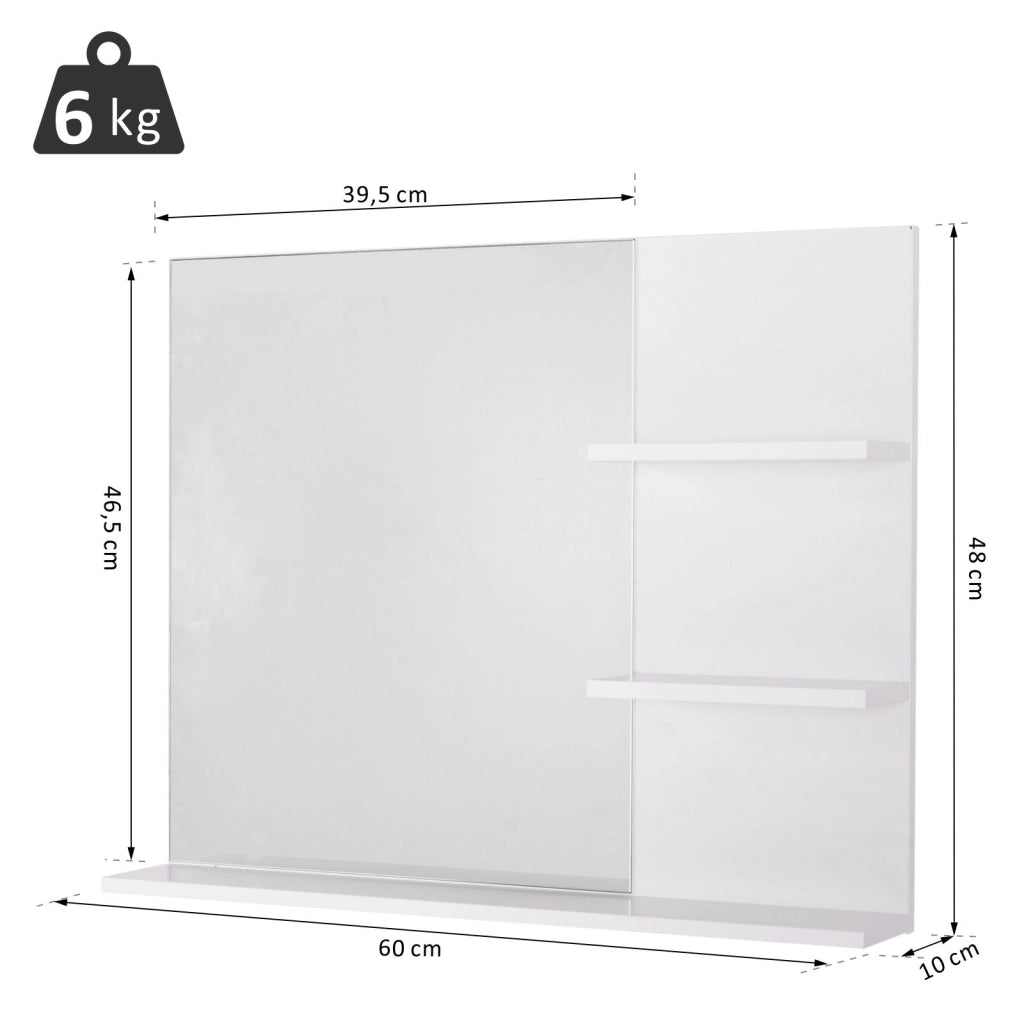 Specchio Bagno con Ripiani ¨C zephmum ¨C MDF Bianco 80x30x18