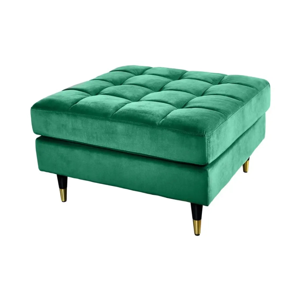 Pouf KOLIRI verde smeraldo – design quadrato in velluto