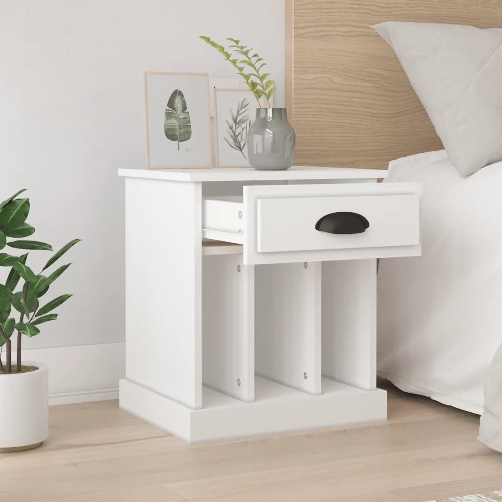 Set di 2 Comodini | Armadio da Notte | Mobiletto da notte Bianchi 43x36x50 cm