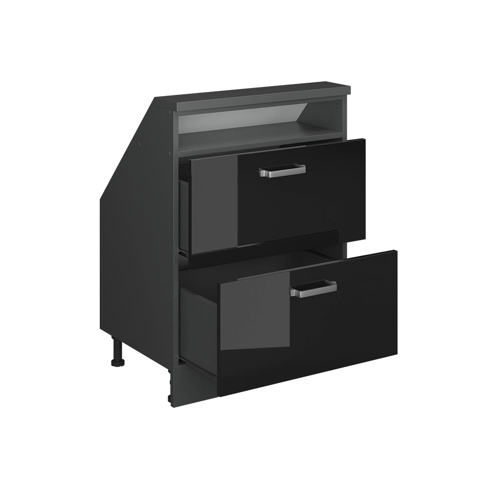 Mobile sottotetto Rion Nero lucido/Antracite con 2 cassetti Vicco