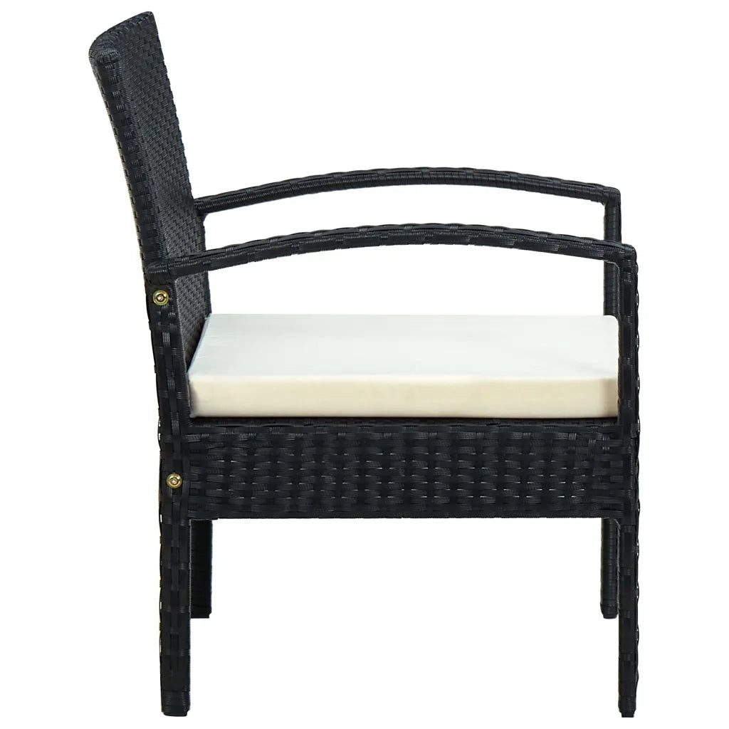 Sedia da Giardino | Sedie da Esterno con Cuscino in Polyrattan Nero