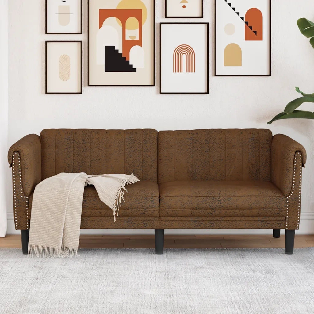 Divano a 2 Posti-Sofa 2 Posti Marrone in Similpelle Scamosciata 464693