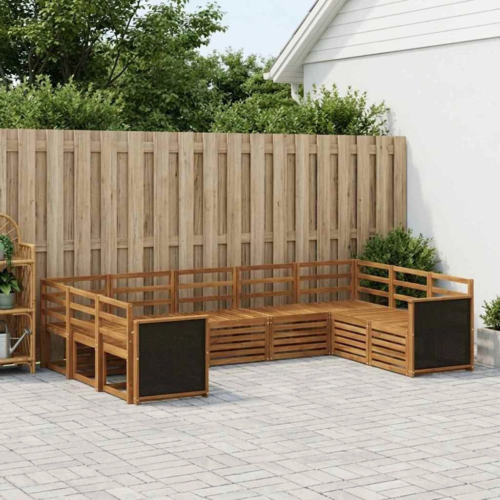 Set di divani da esterno 7 pz Naturale Legno di Acacia Massello 3384820